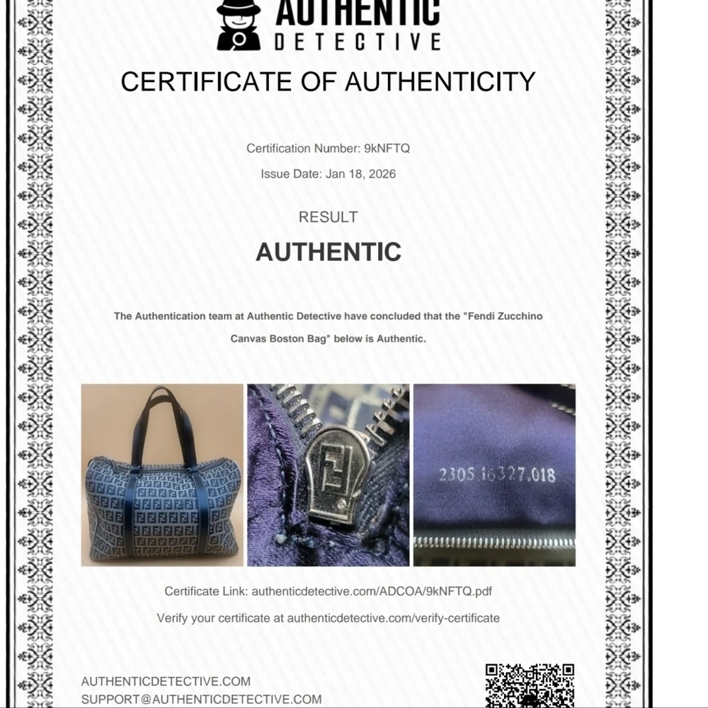 FENDI Zucchino FF Canvas Leather Boston 30 HandBag Navy..Authentic...W/COA.